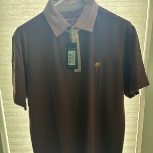 Brown Polo Shirt with Palm Tree Embroidery